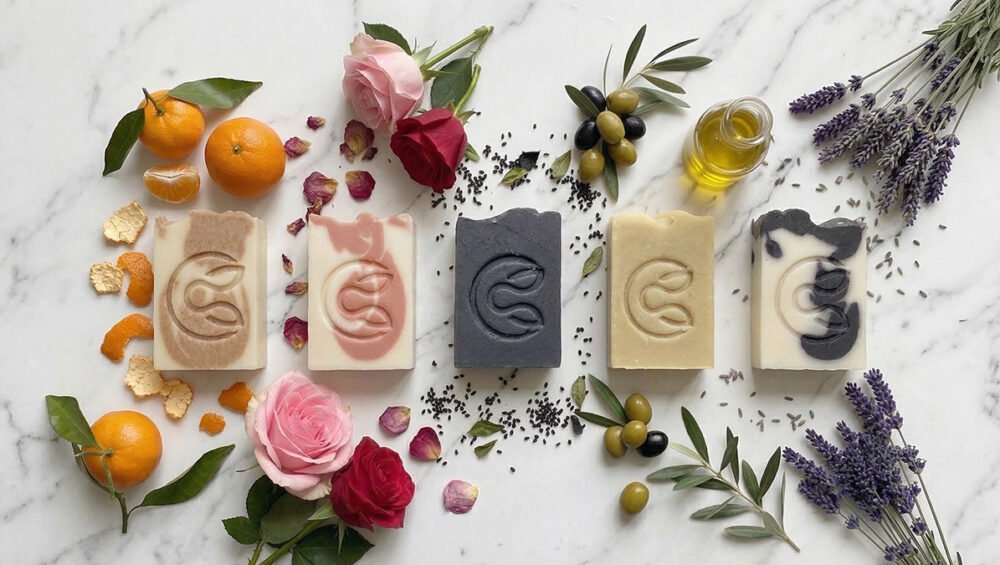 Doğal sabun çeşitleri ve hammaddeler — zeytinyağı, lavanta, kömür sabunu