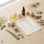 INCI listesi ve kozmetik içerik bileşenleri — eczane şişeleri ve botanikler