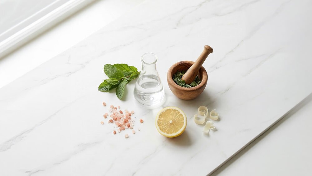 Kimya ve doğa birleşimi — erlenmayer ve bitkisel bileşenler