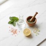 Kimya ve doğa birleşimi — erlenmayer ve bitkisel bileşenler