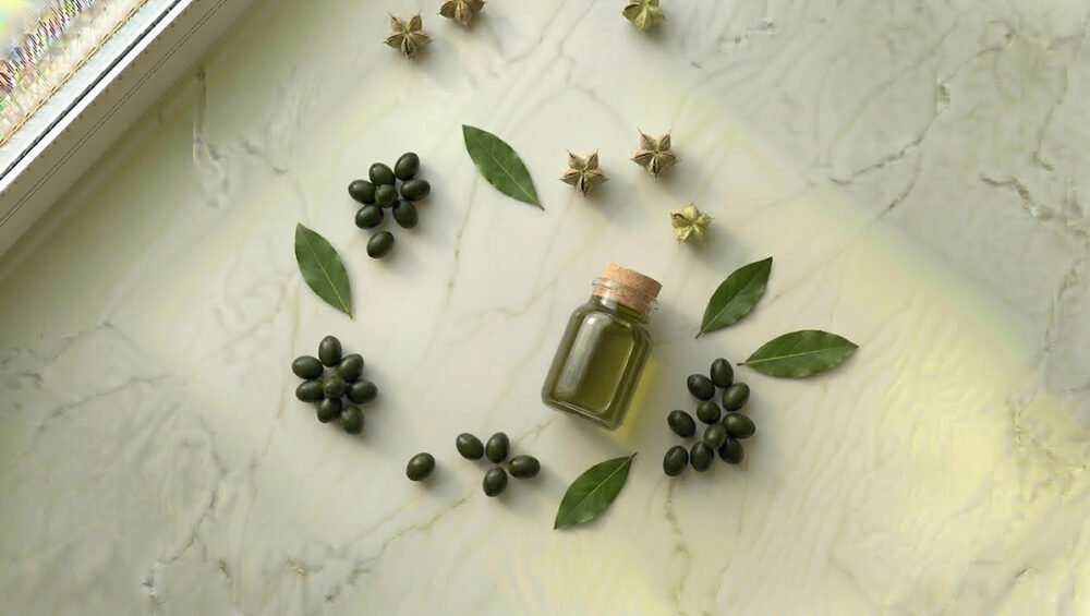 Defne yağı ve Laurus nobilis meyveleri — Akdeniz defne yaprakları