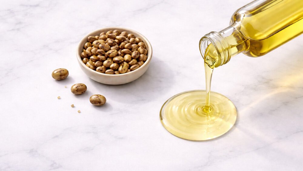 Hint yağı ve Ricinus communis tohumları — viskoz şeffaf yağ