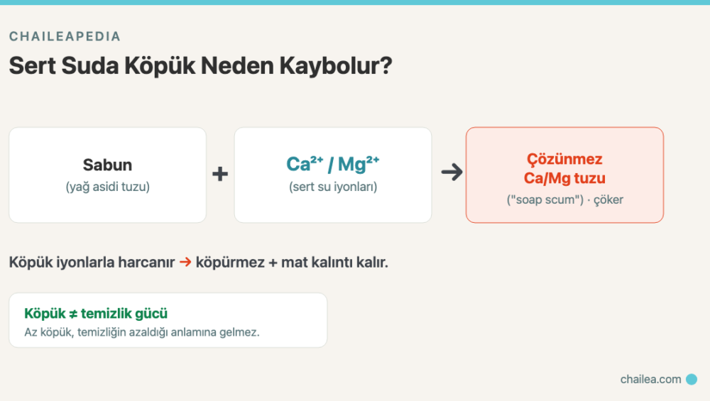 Sert (Kireçli) Suda Sabun Neden Köpürmez ve Kalıntı Bırakır? Kalsiyum-Stearat Kimyası